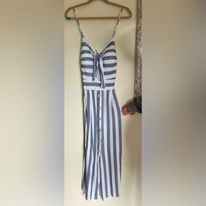 Blue and White Striped Dress